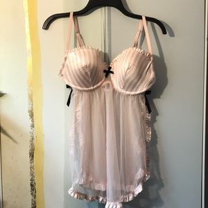 Victoria's Secret Pink White Stripe Babydoll 36D